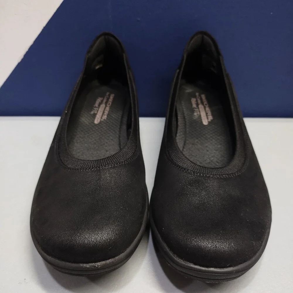 Skechers Newport Wedge Casual Shoes Womens US 8.5 Black Relaxed Fit Air-Cooled